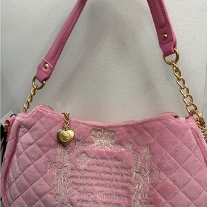 Juicy Couture Pink Quilted Shoulder Bag with Gold Chain